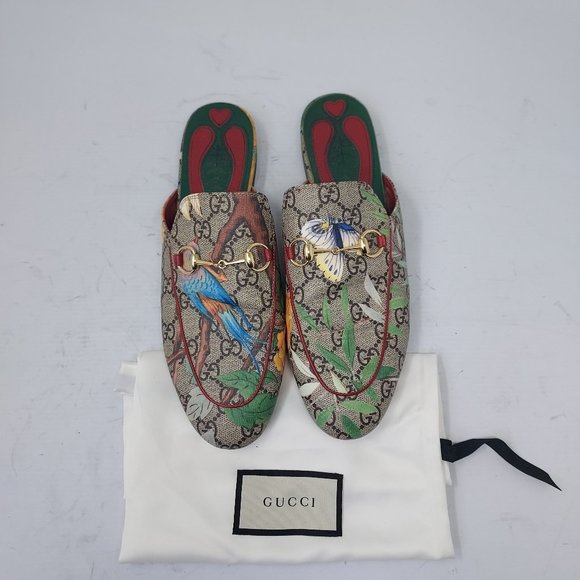 Gucci Shoes - Gucci Beige Princetown Tien Motif GG Mule Slide Loafer